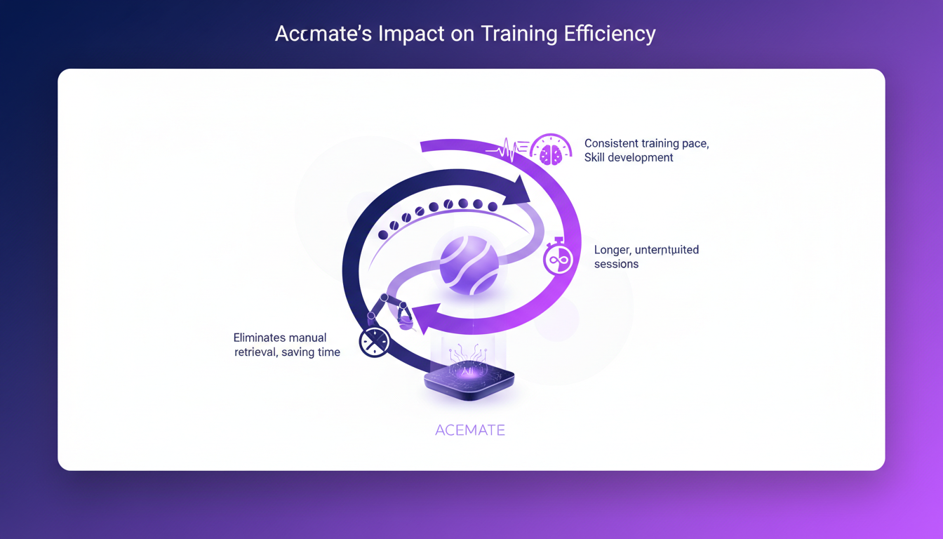 Modern illustration of Acemate enhancing training efficiency with geometric shapes and violet gradients, emphasizing AI technology.