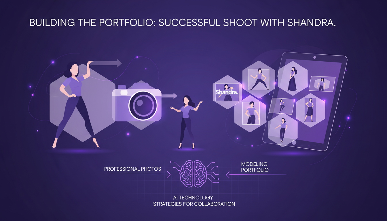 Modern illustration of successful shoot with Shandra, highlighting the importance of professional photos in a modeling portfolio.