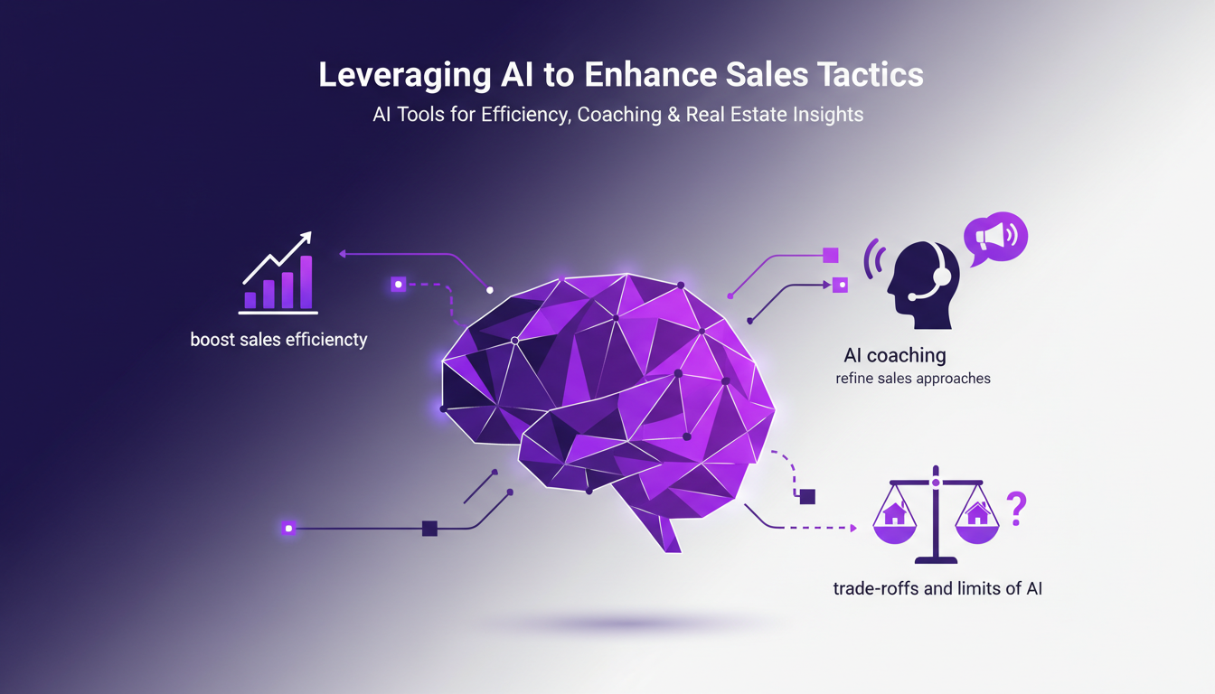 Illustration moderne de l'IA améliorant les tactiques de vente, avec formes géométriques et dégradés indigo et violet