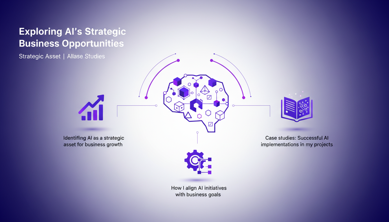 Modern illustration of AI as a strategic asset for business growth, featuring geometric shapes and subtle gradient overlays.