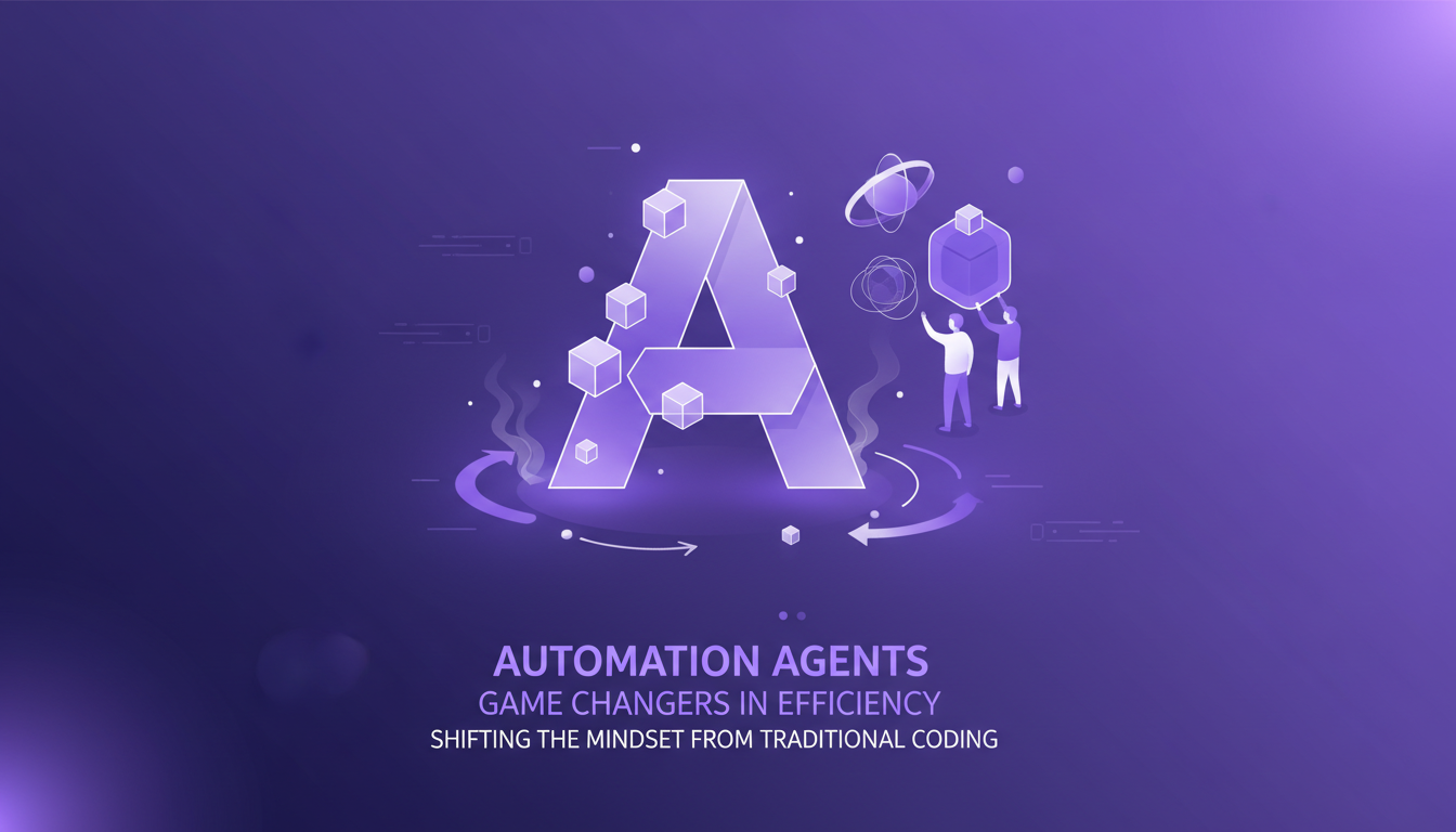Modern illustration of automation agents, symbolizing efficiency and innovation in AI technology, featuring geometric shapes and gradients.