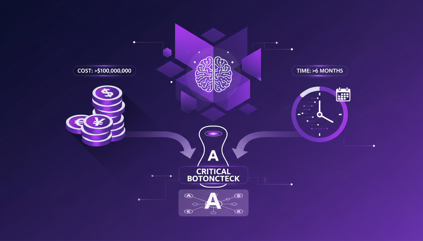 Modern illustration of the cost and time to train LLMs, highlighting crucial financial and time investments with geometric shapes.