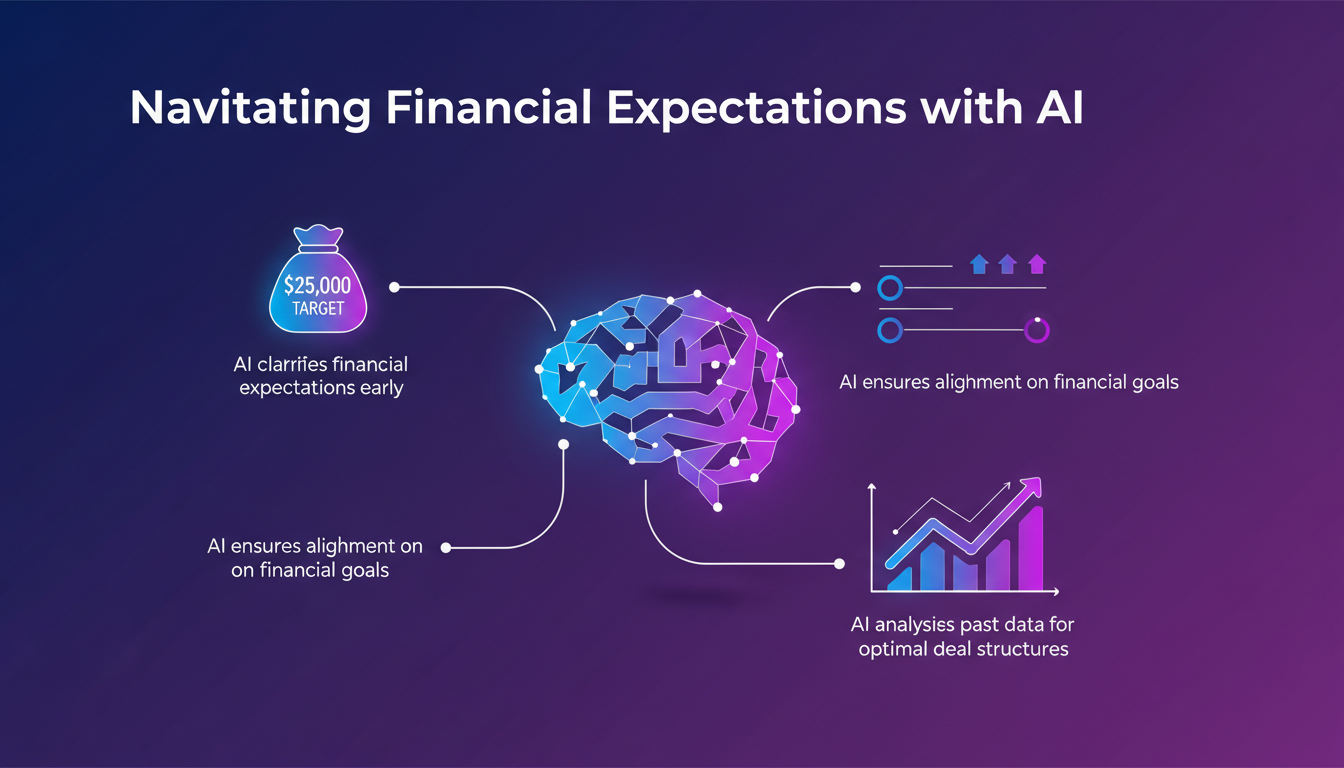 Modern AI illustration navigating financial expectations with geometric shapes and gradients, targeting $25,000 goal.