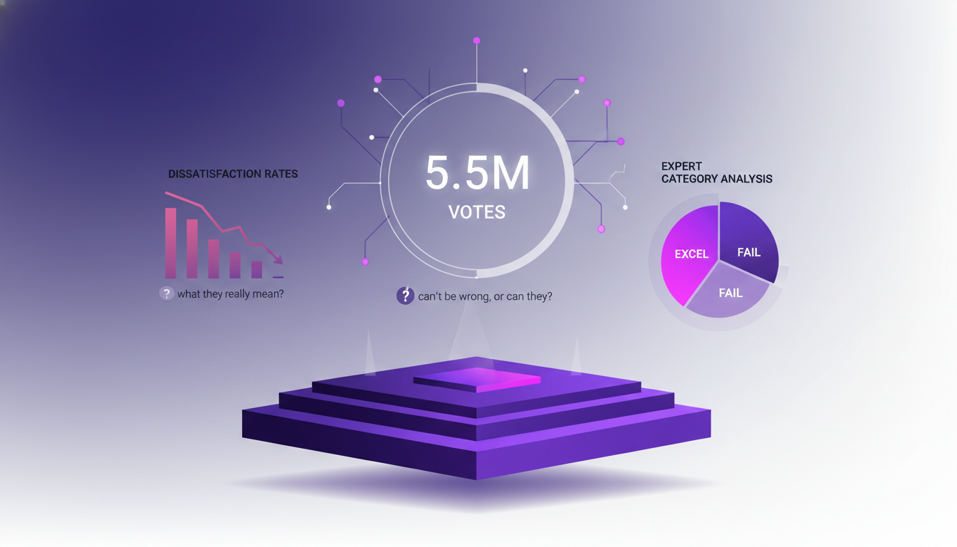 Illustration moderne du système de vote d'Arena Platform avec analyse d'experts, utilisant des formes géométriques et des dégradés subtils.