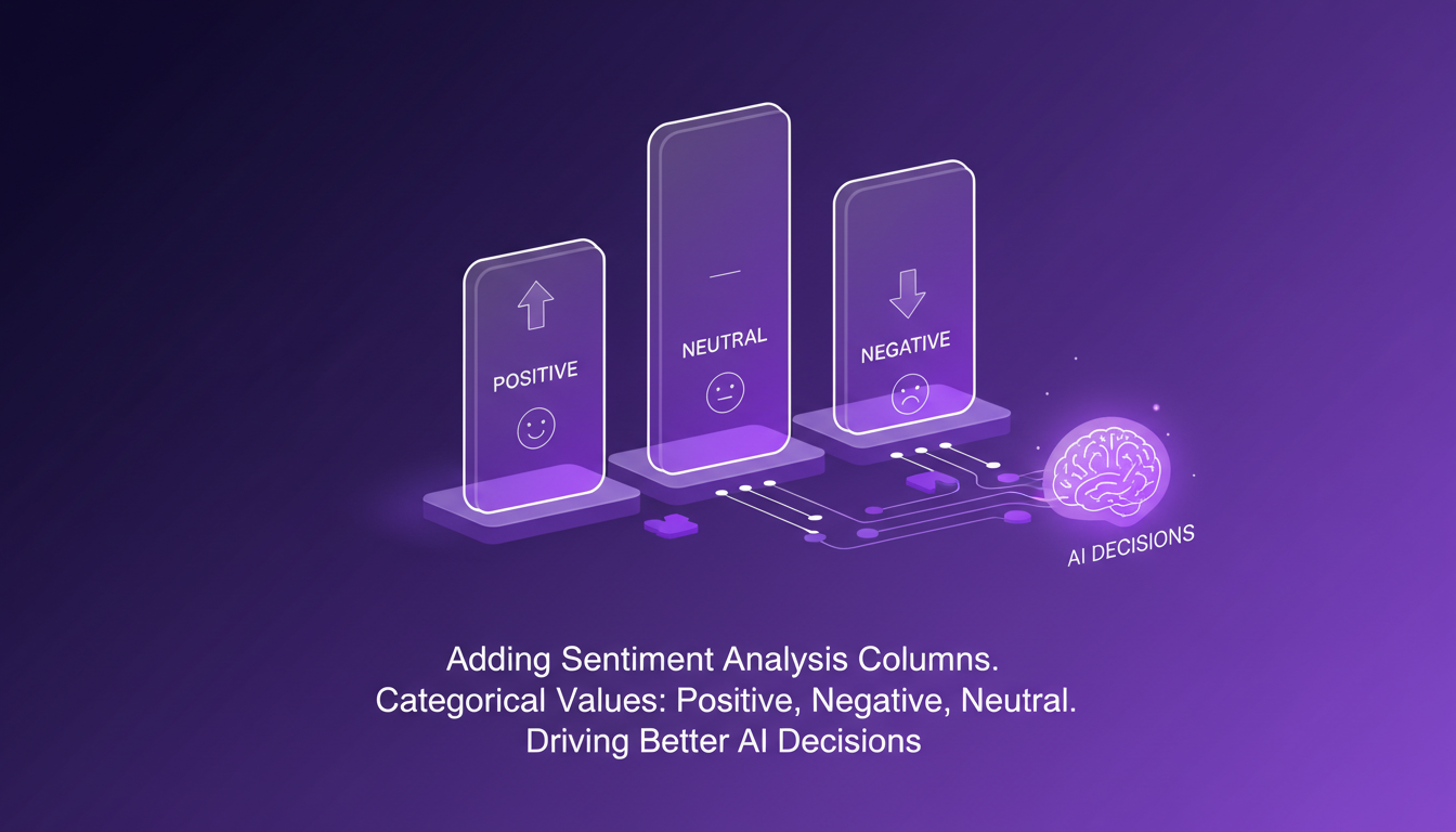 Modern illustration of user sentiment columns, featuring positive, negative, and neutral values, enhancing AI decisions.