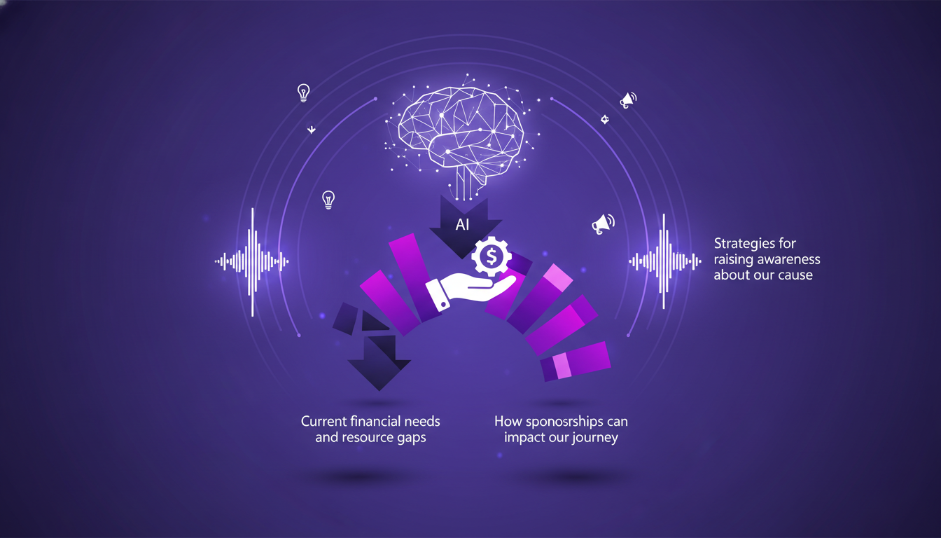 Modern illustration of the need for sponsorship and awareness, featuring geometric shapes and indigo-violet gradients.