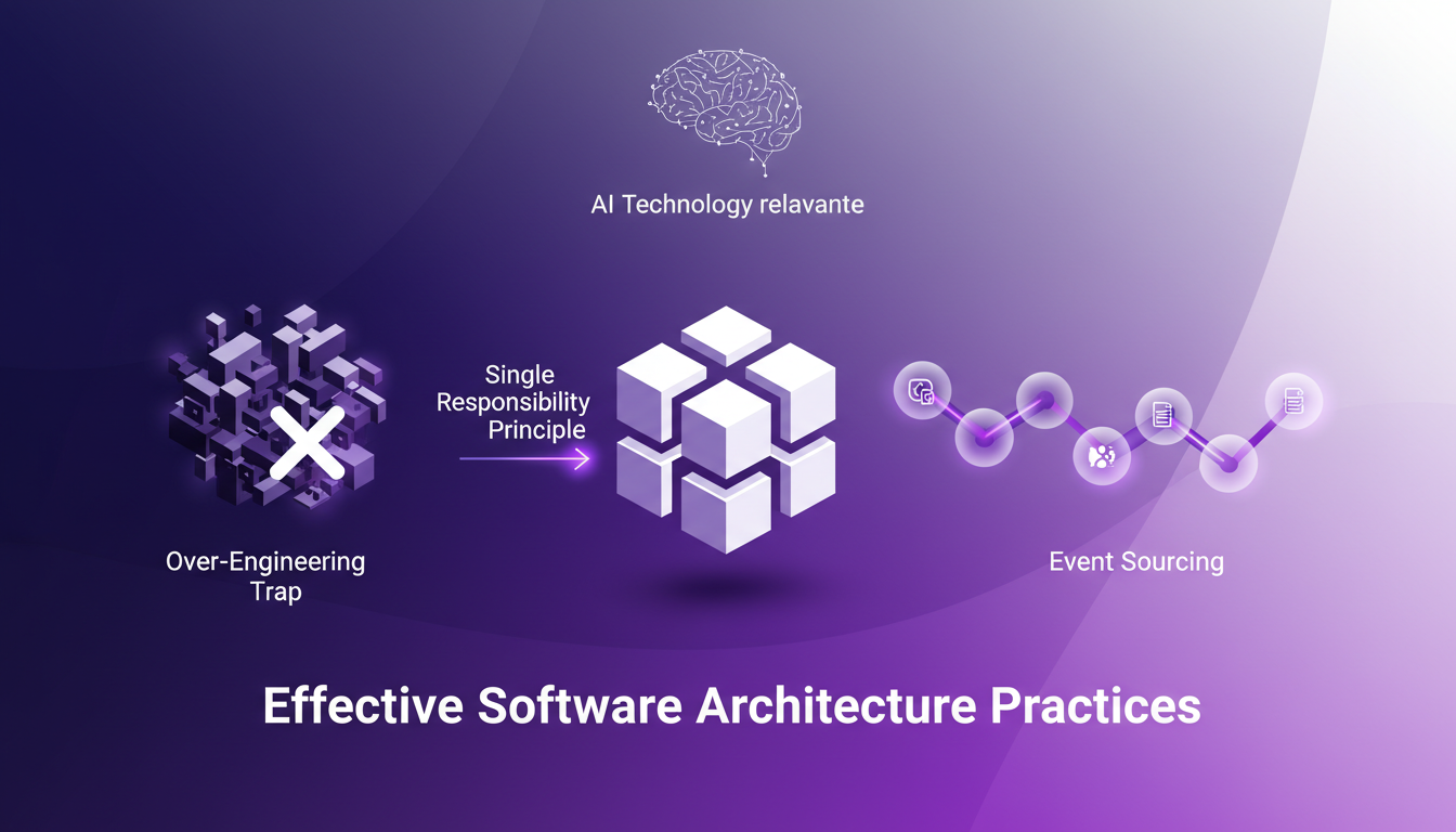 Modern illustration of effective software architecture practices with geometric shapes and gradients, highlighting the Single Responsibility Principle.