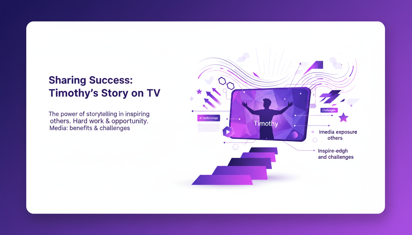 Modern illustration of Timothy's TV story, highlighting storytelling's inspiring power and media exposure's challenges.