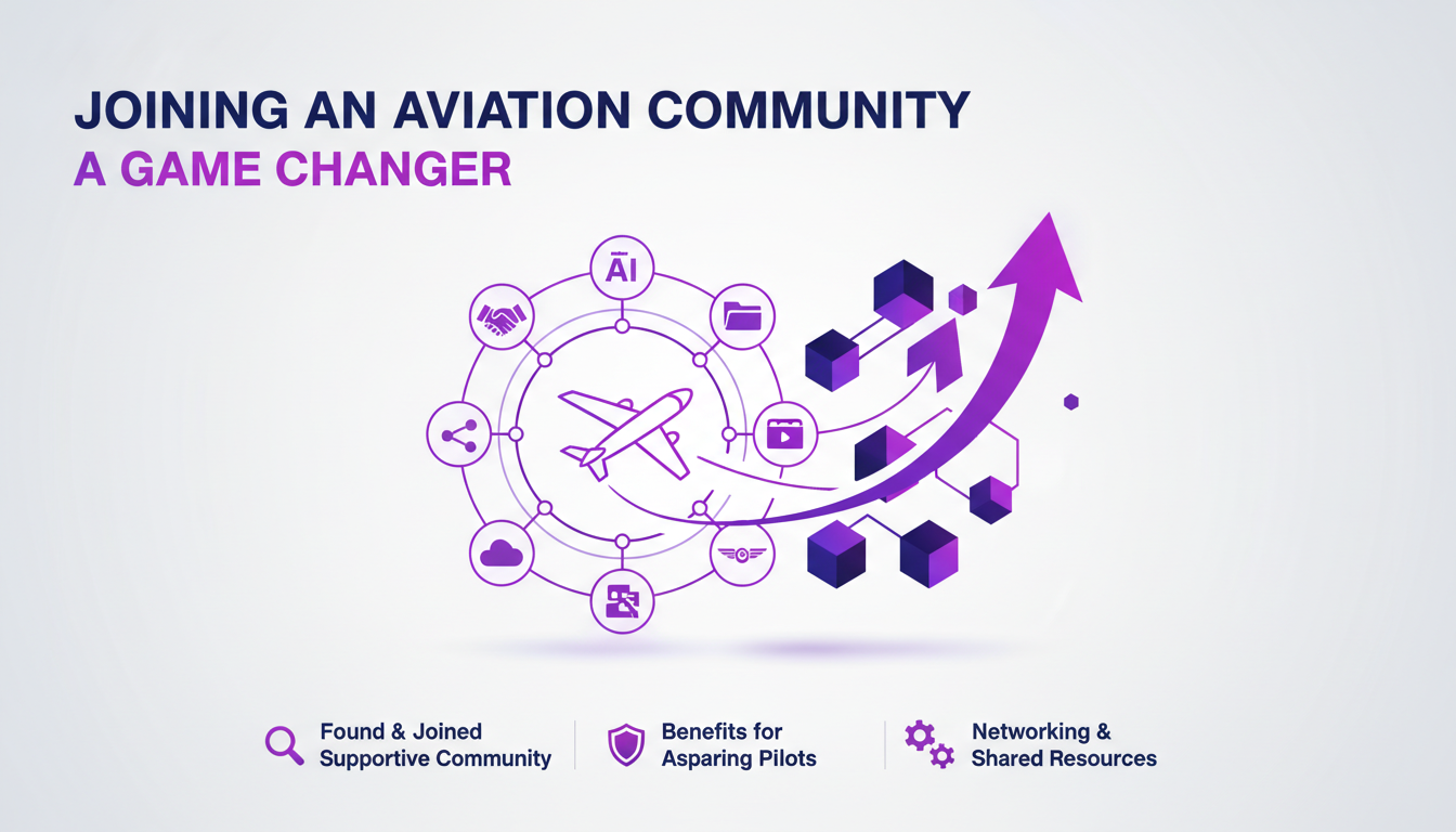 Modern illustration of an aviation community, featuring geometric shapes and gradients, symbolizing opportunities and support.