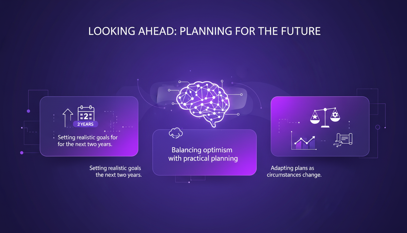 Modern illustration on future planning with geometric shapes and gradients, symbolizing adaptation and innovation in AI.