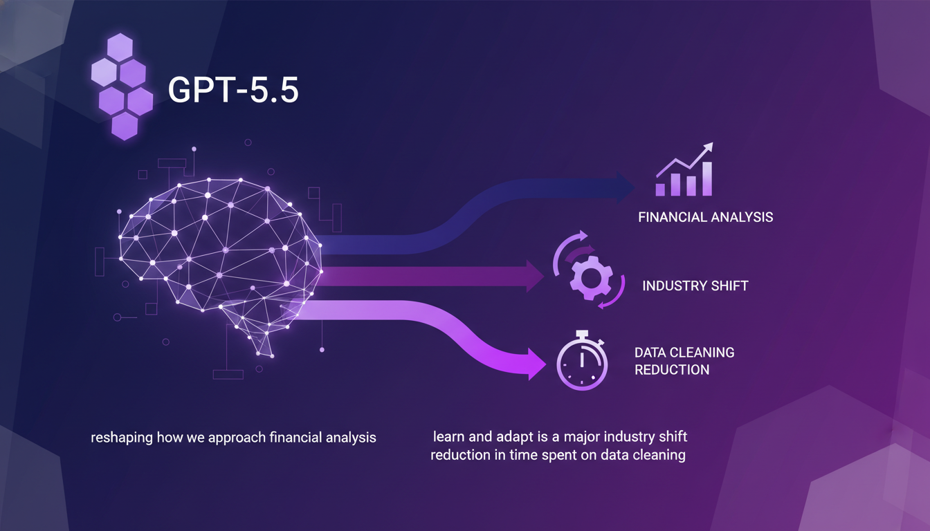 Modern illustration of GPT-5.5's impact on the finance industry, showcasing innovative financial analysis with geometric shapes and gradients.