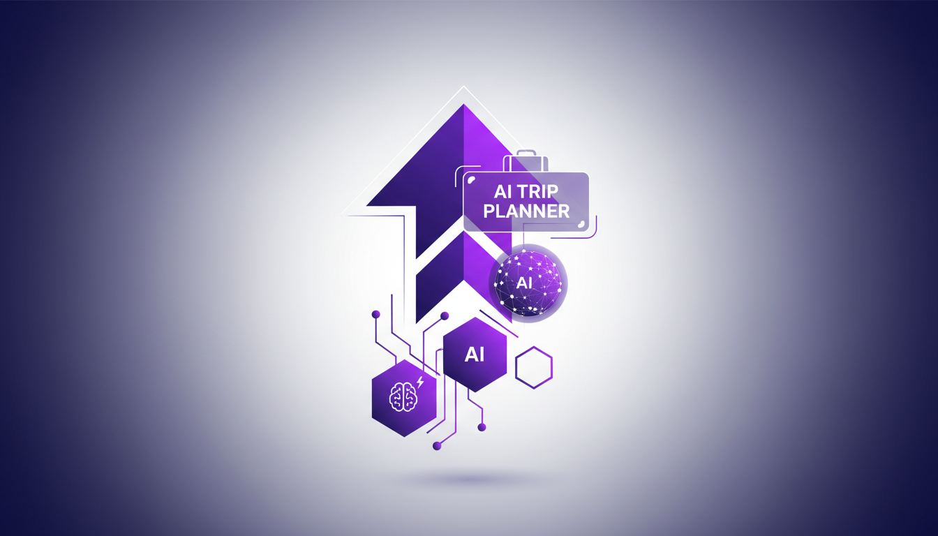 Modern illustration of hackathon, skill development in AI, geometric shapes, indigo and violet colors, innovation.