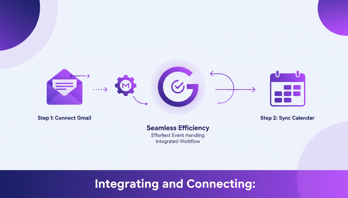 Modern illustration of Gmail and Calendar integration, depicting the connection process and synchronization for optimal efficiency.