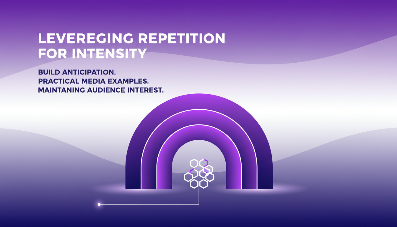 Modern illustration of repetition for intensity with geometric shapes and gradients, symbolizing anticipation in AI technology.