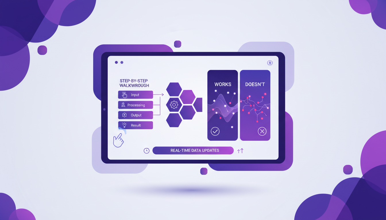 Modern illustration of live demonstration and dynamic content rendering with geometric shapes and gradients, AI tech focus.