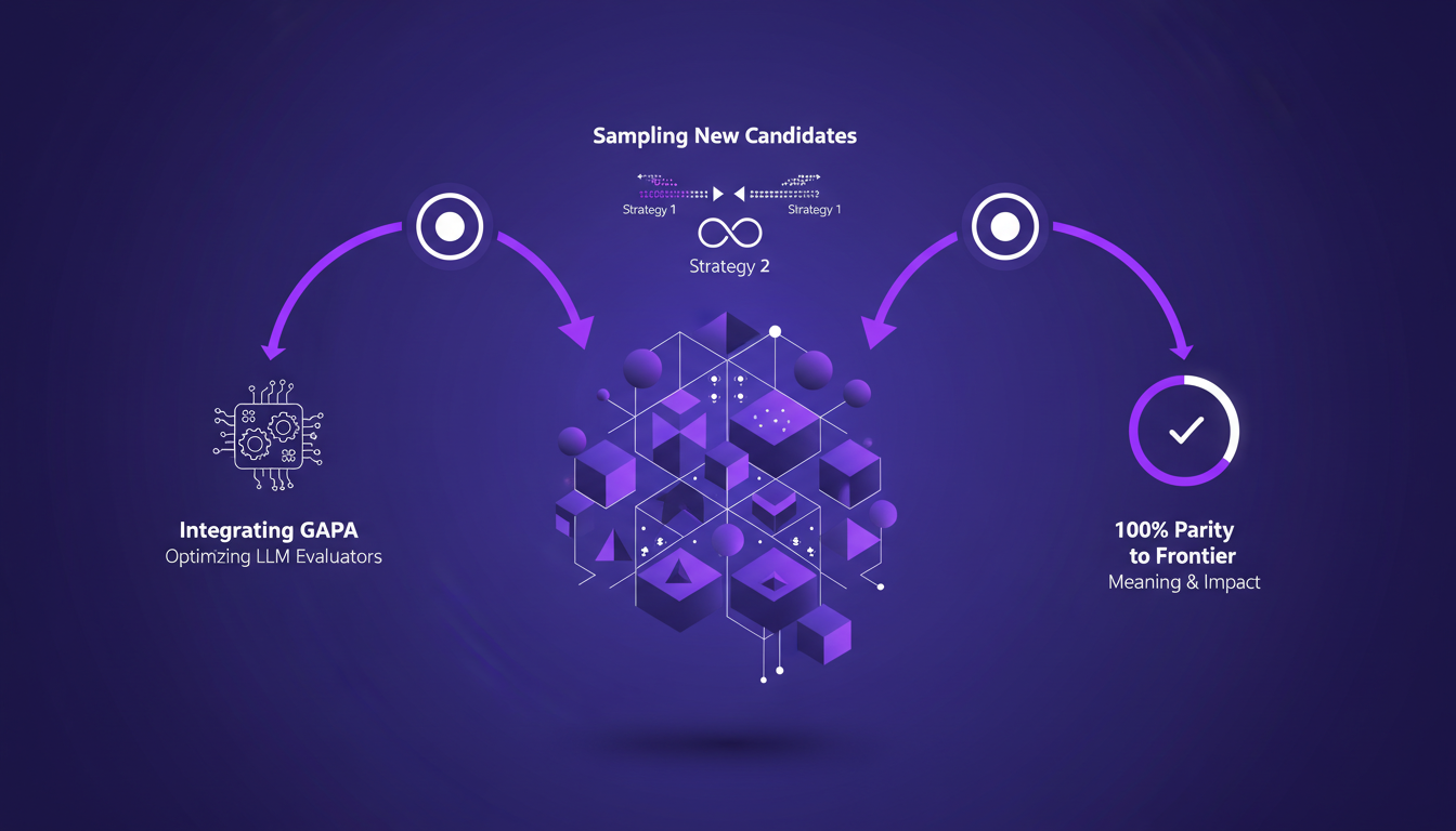 Modern illustration of optimizing with the GAPA Algorithm, highlighting key AI concepts with geometric shapes and gradient overlays.