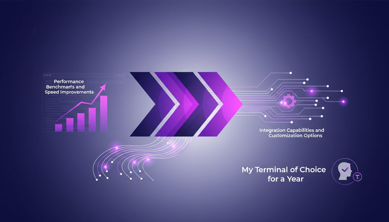 Modern illustration of technical features and performance with geometric shapes and indigo, violet gradients, reflecting AI innovation.