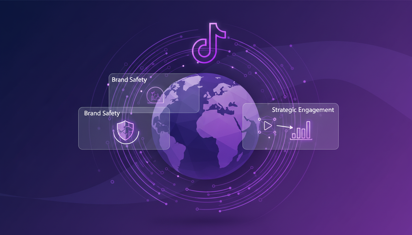 Modern minimalist illustration depicting harnessing TikTok's massive user base with geometric shapes and gradient overlays.