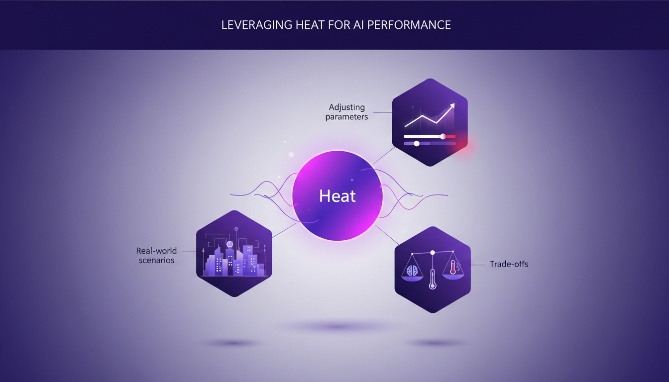 Modern illustration depicting leveraging 'heat' for AI performance, featuring geometric shapes and indigo-violet gradients for a tech blog.