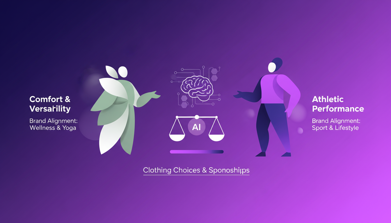 Modern illustration comparing Aloe vs Lululemon, highlighting clothing comfort and versatility, with indigo and violet palette.