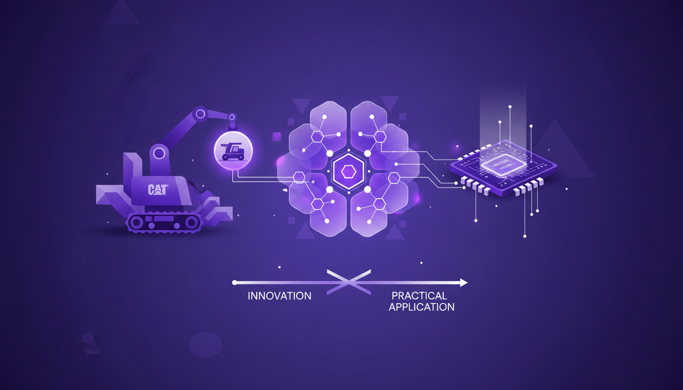 Illustration moderne de partenariat Nvidia et Caterpillar en robotique, mettant en avant l'impact de l'IA sur l'autonomie minière.