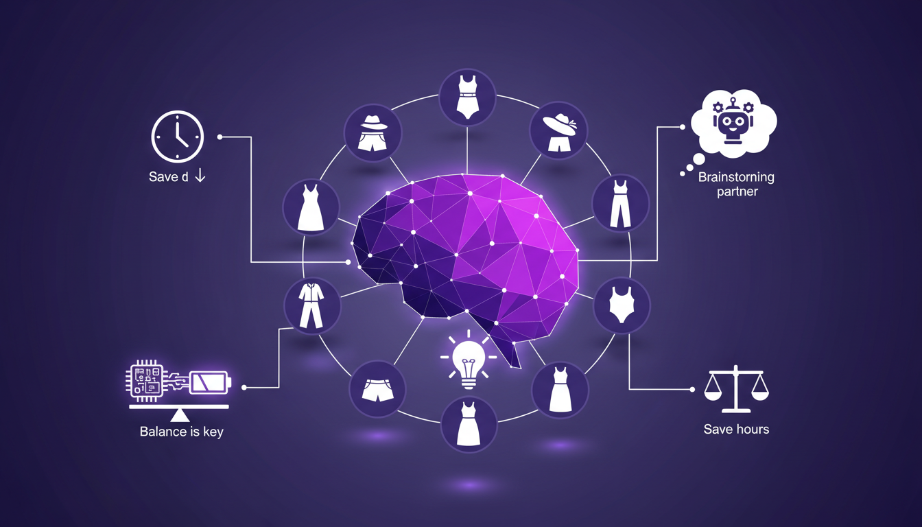 Illustration moderne minimaliste sur le mode de pensée, représentant la génération d'images complexes avec des formes géométriques et des dégradés violets.