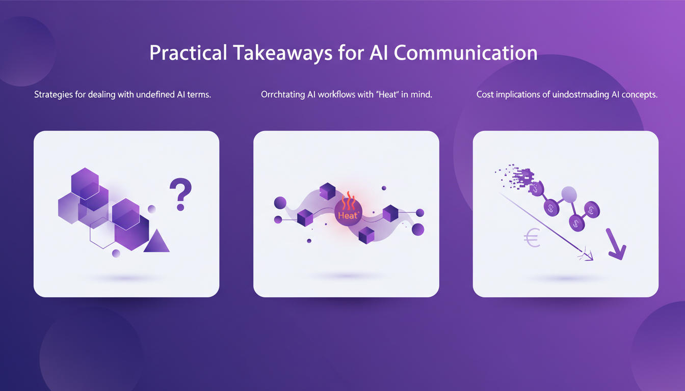 Modern minimalist illustration on AI communication strategies, featuring geometric shapes and indigo-violet gradients.