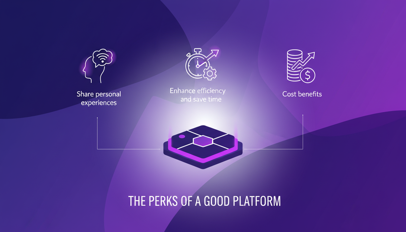 Modern illustration of an efficient platform with geometric shapes and gradients, showcasing AI technology efficiency and innovation.