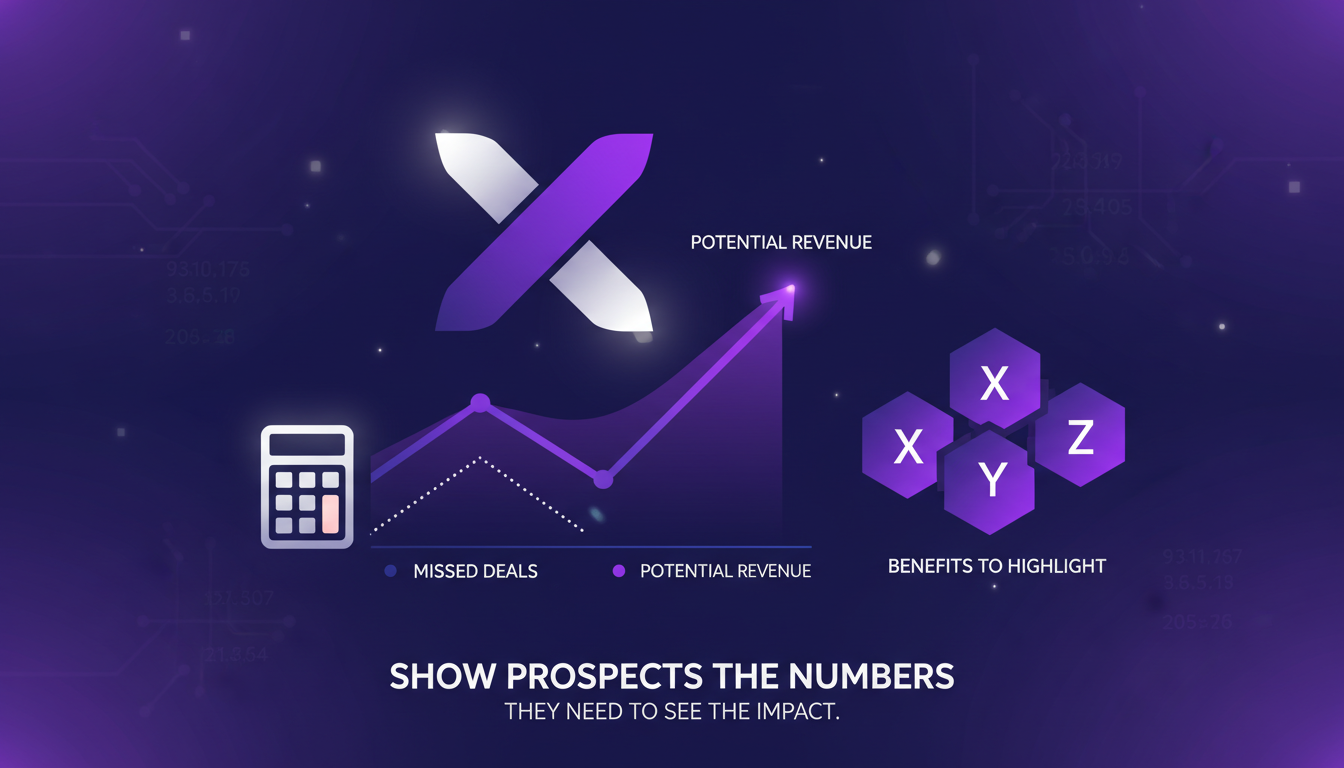 Illustration moderne de l'impact des affaires manquées et des avantages potentiels, avec formes géométriques et dégradés violets.