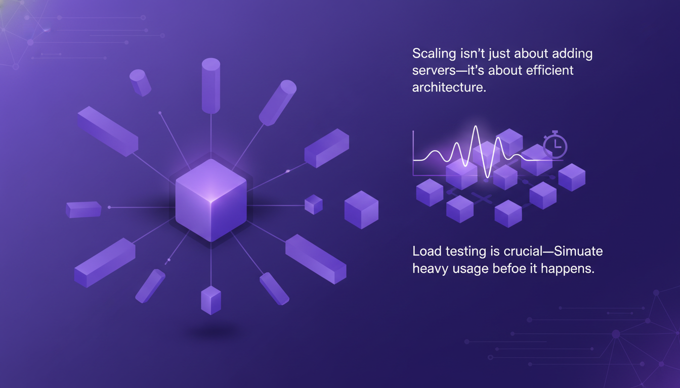 Modern illustration on designing large-scale systems with geometric shapes and gradients, highlighting efficient architecture strategies.