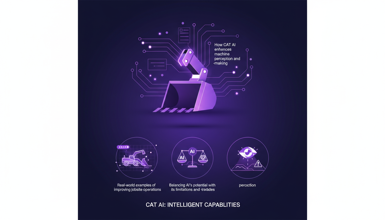 Modern illustration of CAT AI enhancing machine perception and decision-making in jobsite operations.