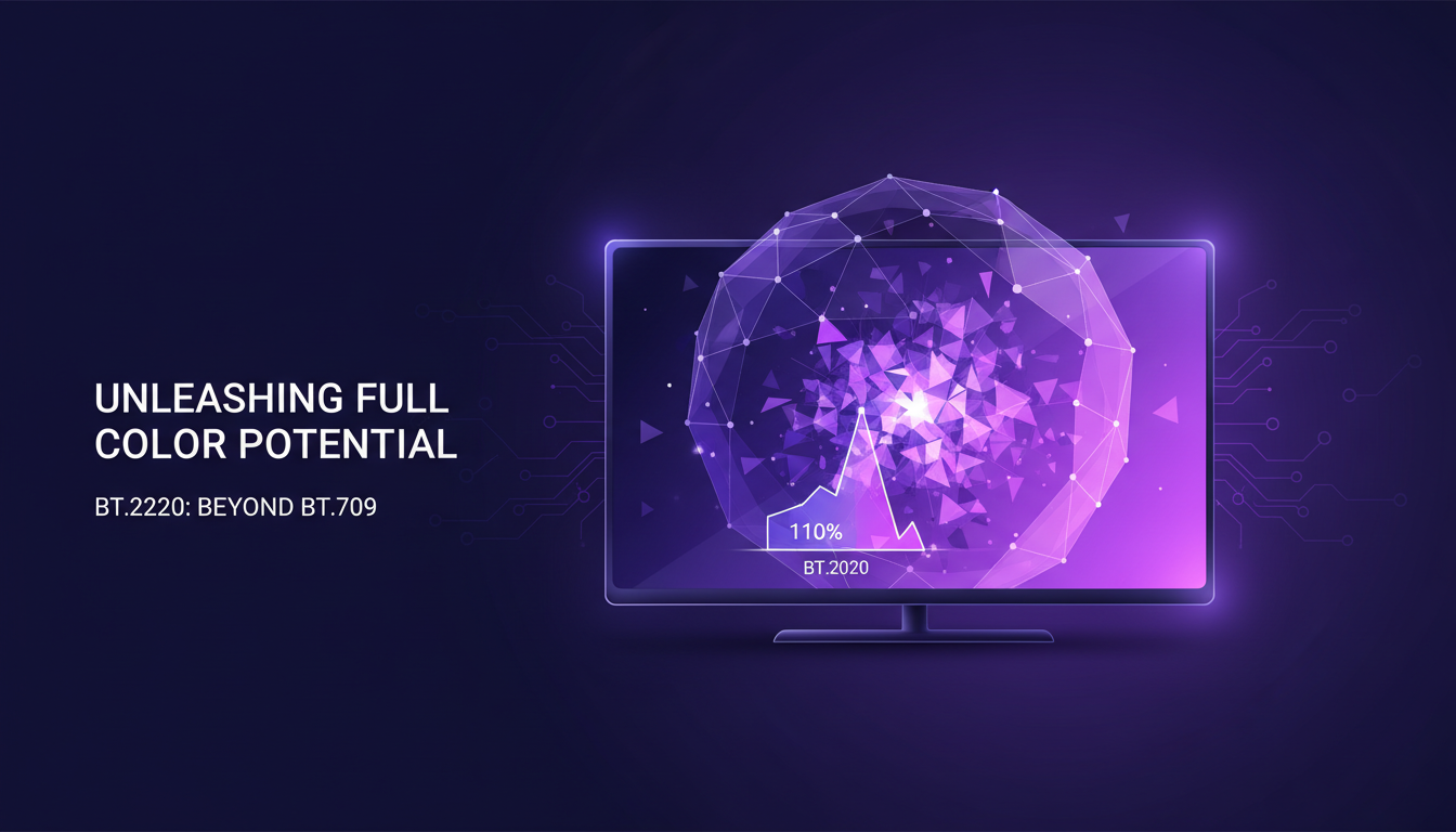 Modern illustration of color representation and BT 2020 space, featuring geometric shapes and subtle gradients for a sleek look.