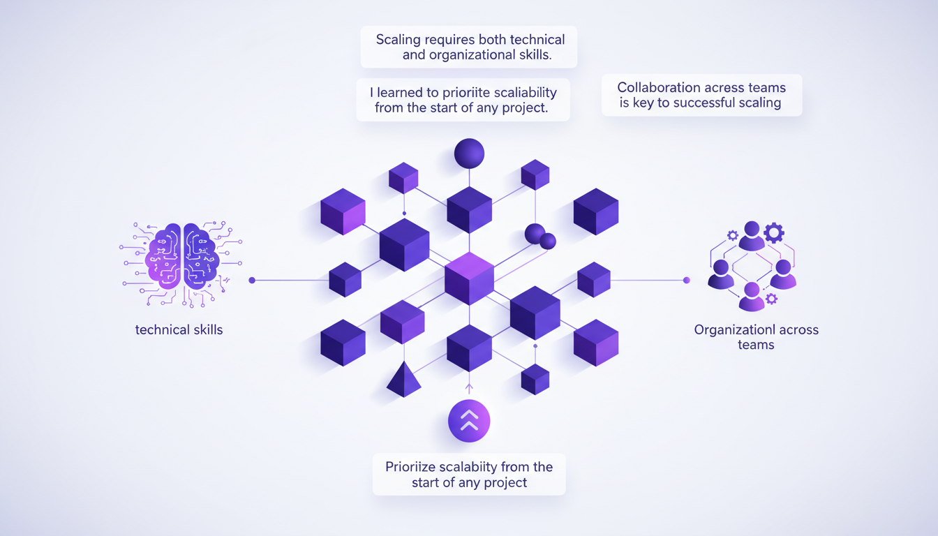 Illustration moderne sur l'échelle des systèmes dans les organisations, soulignant la collaboration et l'innovation en technologie AI.