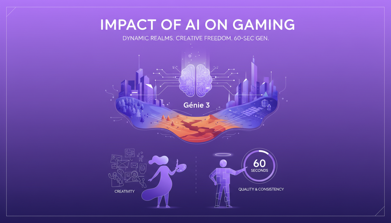 Modern illustration of AI's impact on gaming, featuring geometric shapes and gradients, symbolizing innovation and creativity in design.