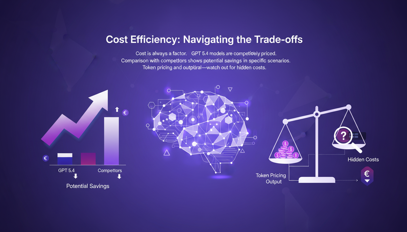 Illustration moderne sur l'efficacité des coûts avec des formes géométriques, symbolisant les compromis et économies en technologie IA.