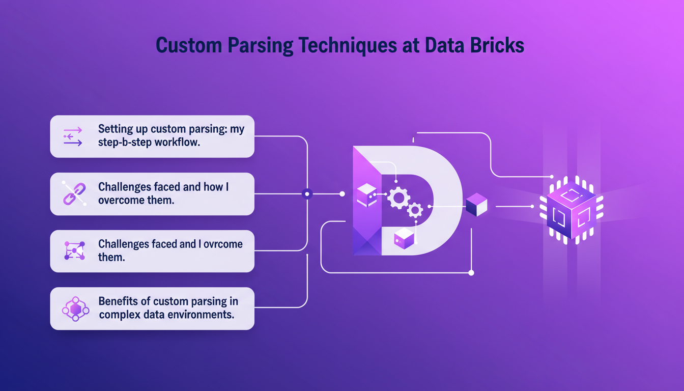 Modern illustration of parsing techniques at Data Bricks with geometric shapes and gradients, depicting a custom workflow setup.