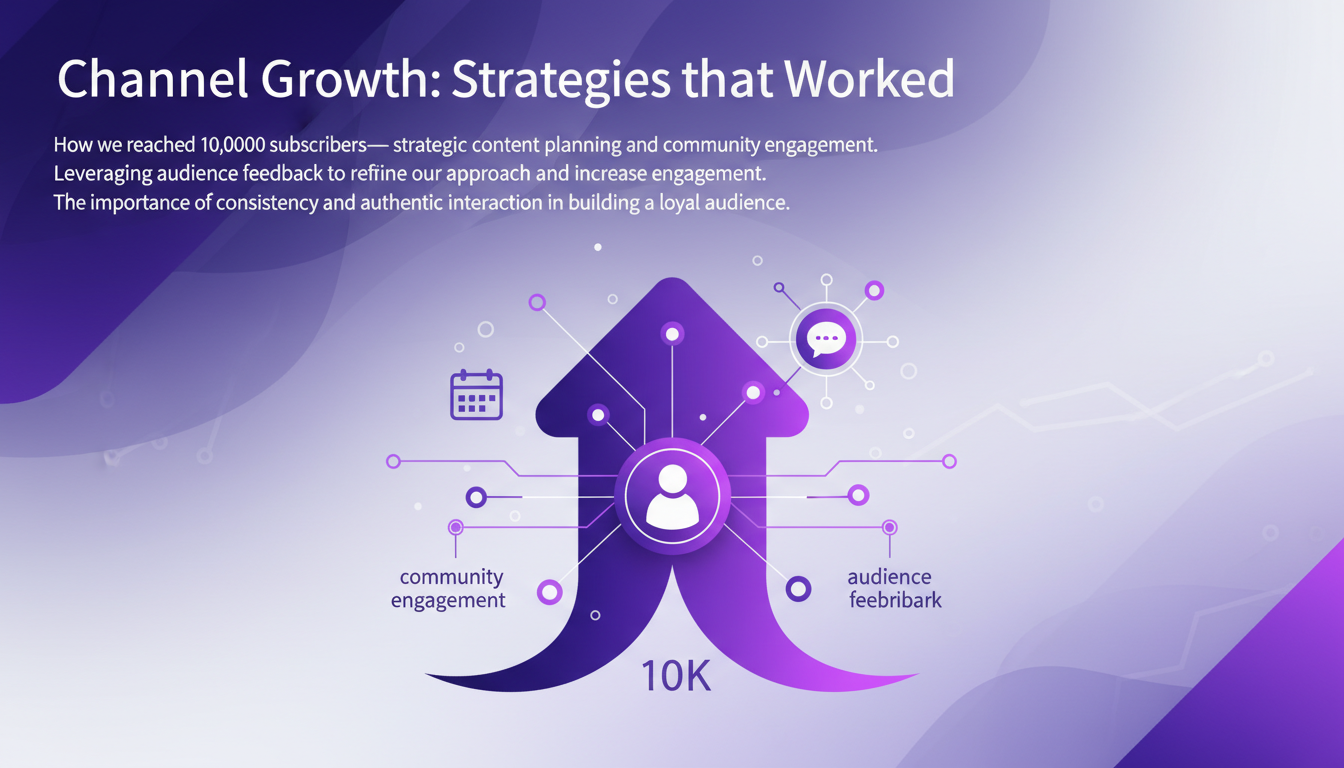 Modern illustration of channel growth, strategies that worked: strategic planning, community engagement, authentic interaction.