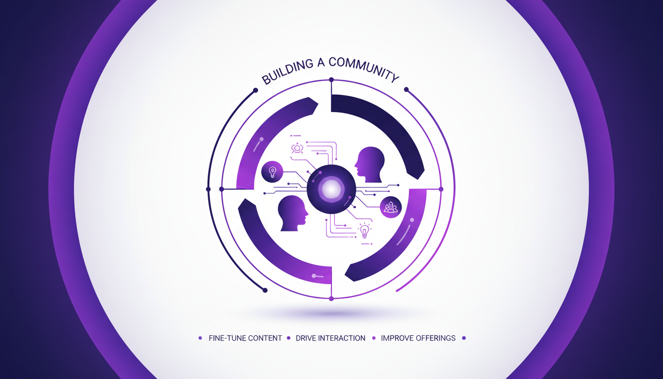 Modern illustration of community engagement with geometric shapes and gradients, symbolizing feedback loop and interaction tactics.