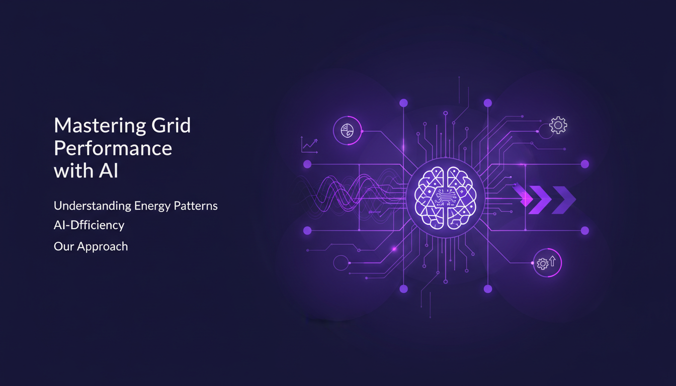 Illustration moderne et minimaliste de l'amélioration des performances du réseau avec l'IA, utilisant des formes géométriques et des dégradés violets.
