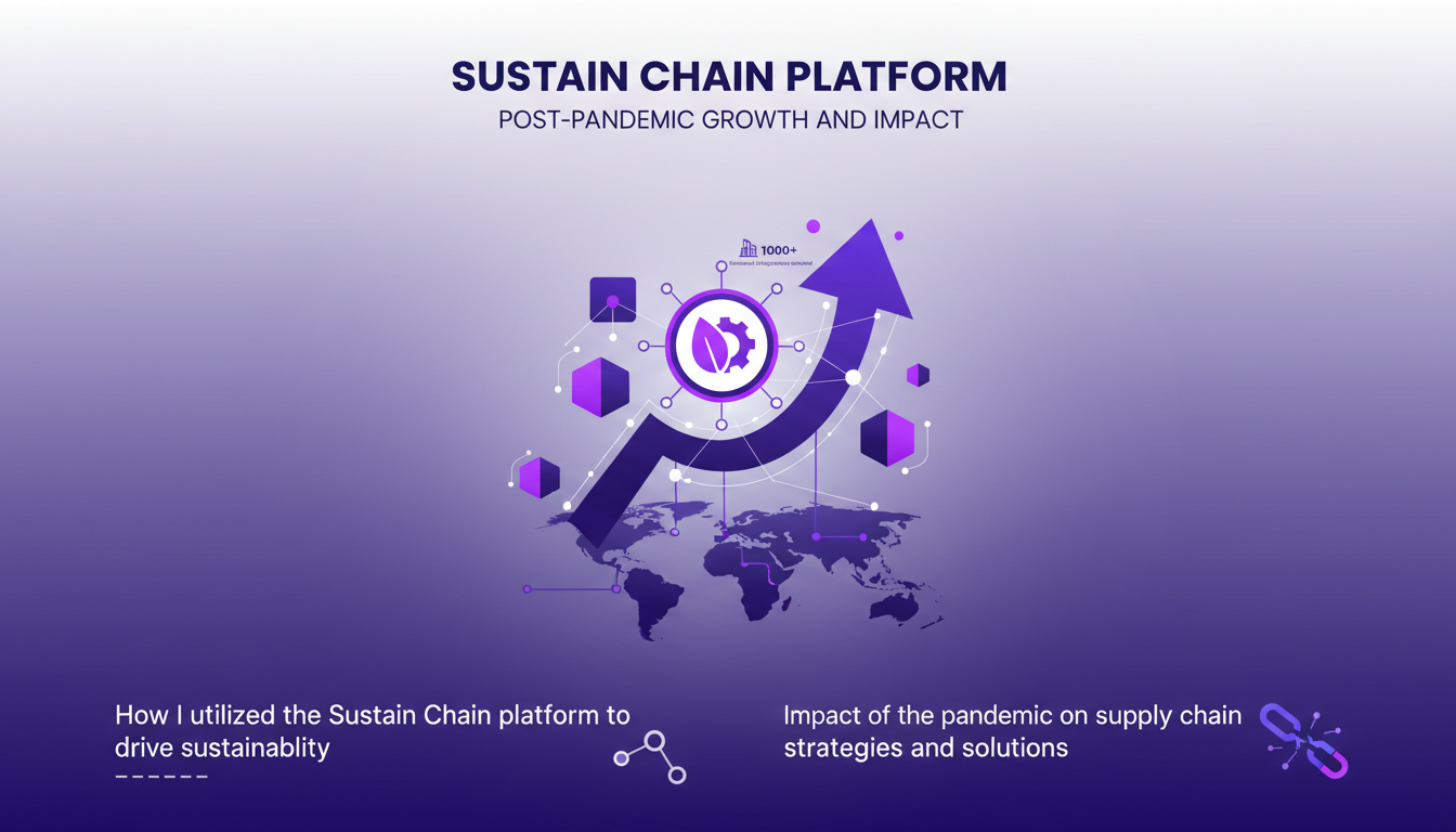 Modern illustration of Sustain Chain platform depicting post-pandemic growth with geometric shapes and gradient overlays.