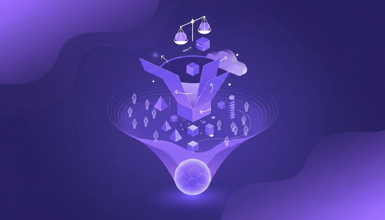 Modern illustration of product marketing with geometric shapes and gradients, conveying buzz and innovation in AI technology.