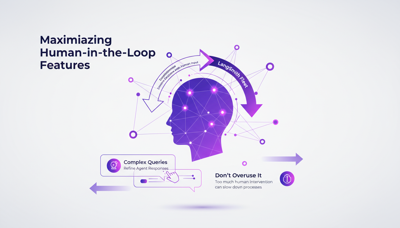 Modern minimalist illustration on maximizing Human-in-the-Loop features, integrating AI with human input for enhanced decision-making.