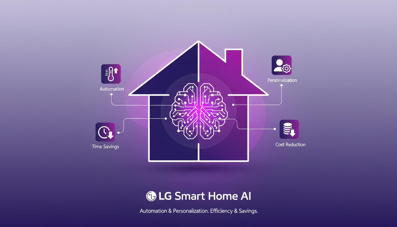 Illustration moderne de l'IA dans les maisons intelligentes de LG, montrant l'automatisation et la personnalisation pour plus d'efficacité.