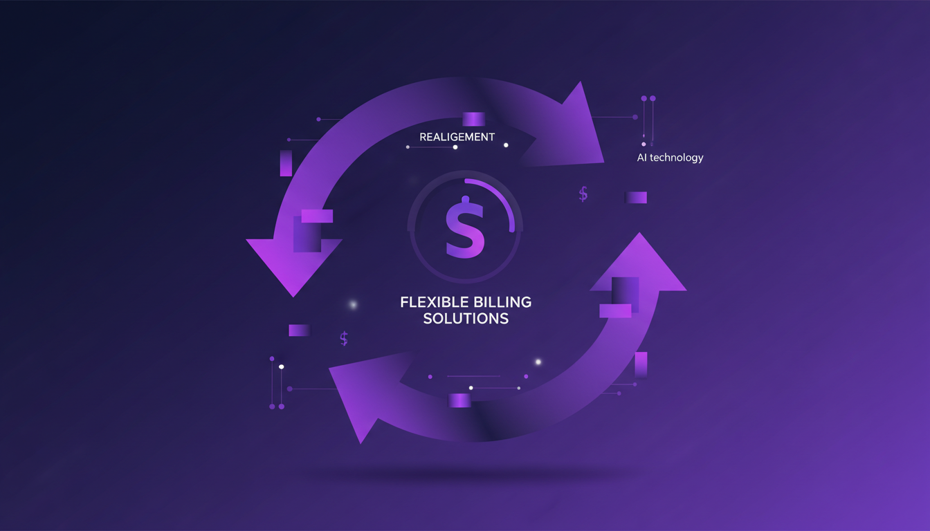 Illustration moderne sur l'itération continue et réalignement des stratégies de prix, utilisant des formes géométriques et dégradés violets.