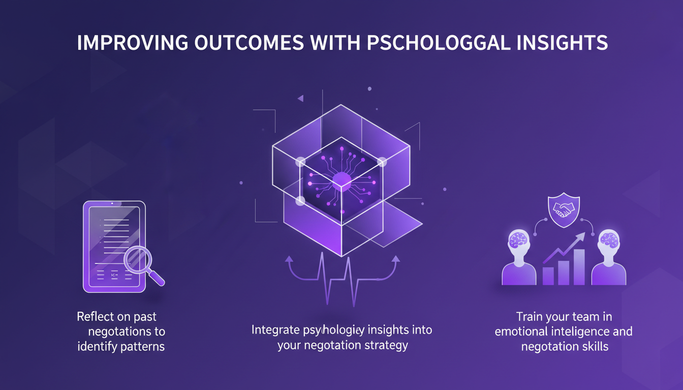 Modern illustration on improving outcomes with psychological insights, integrating AI and emotional intelligence skills.