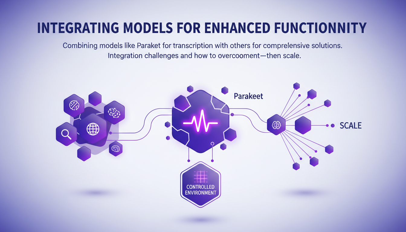 Illustration moderne montrant l'intégration de modèles IA pour améliorer la fonctionnalité, avec des formes géométriques et des dégradés.