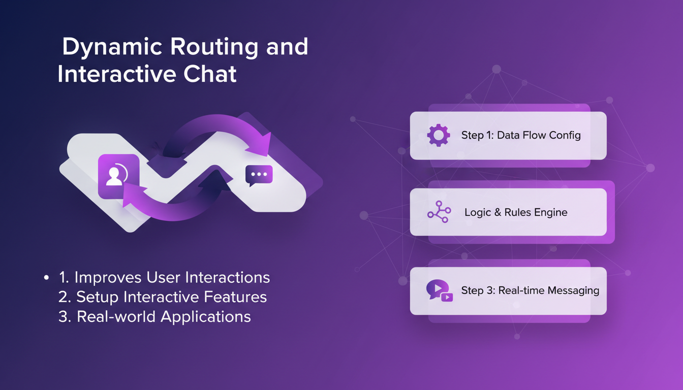 Illustration moderne de routage dynamique et chat interactif, mettant en avant l'amélioration des interactions utilisateur grâce à l'IA.
