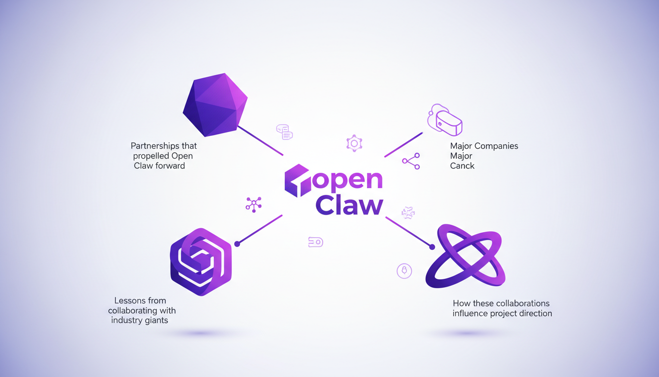 Modern illustration of collaborations with major companies, highlighting strategic partnerships in AI technology.