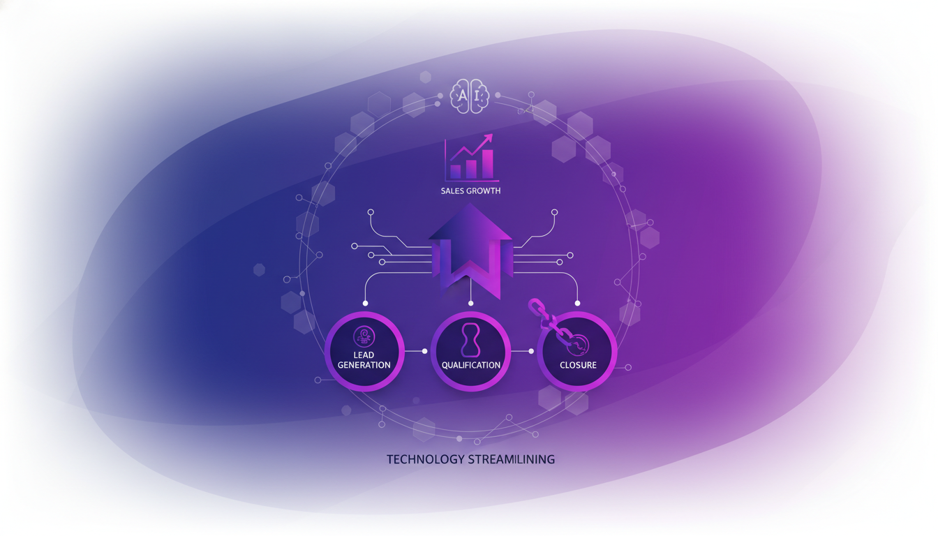 Illustration moderne de l'optimisation des opérations commerciales pour augmenter les ventes avec la technologie AI.