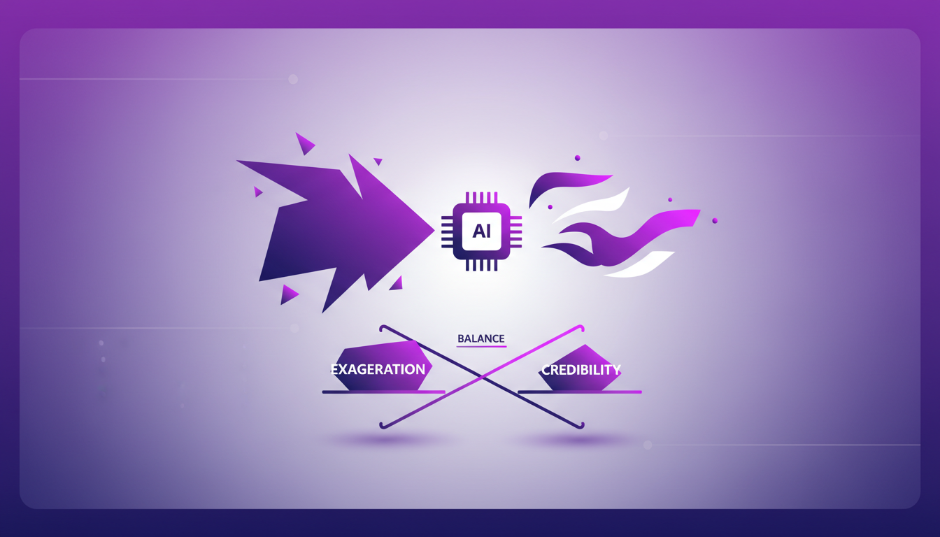 Modern illustration on using extreme statements to elicit corrections, featuring geometric shapes and indigo hues, highlighting AI relevance.